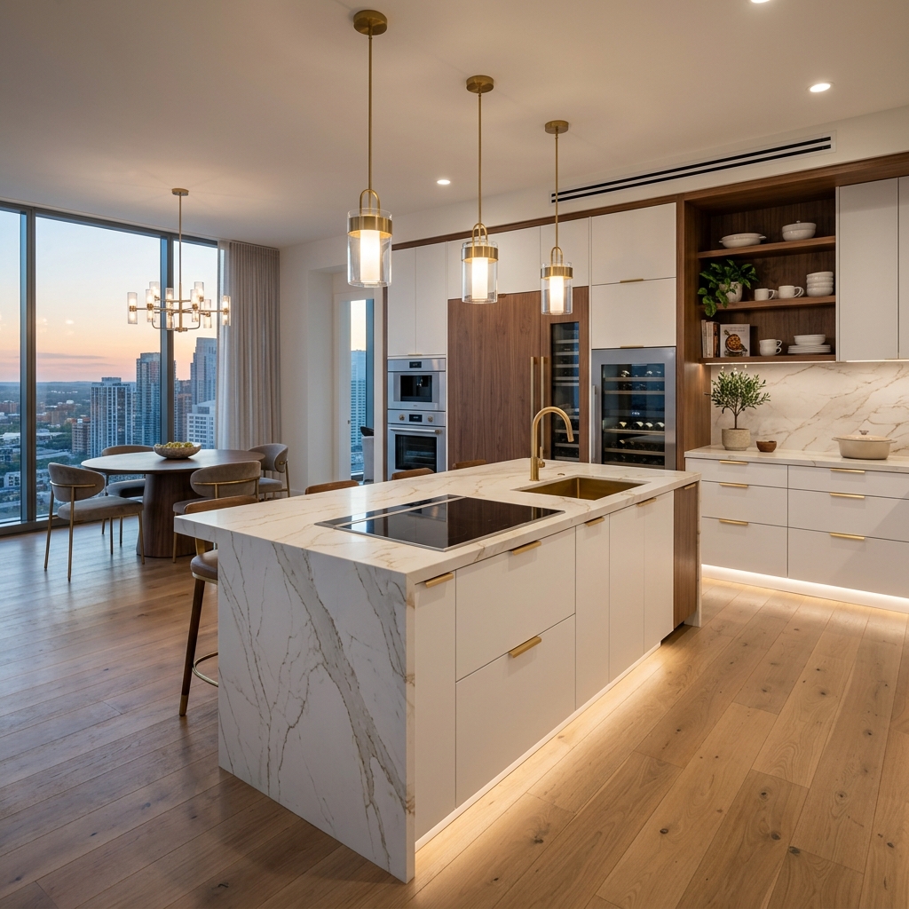 Premium Modular Kitchen with Quartz Countertop