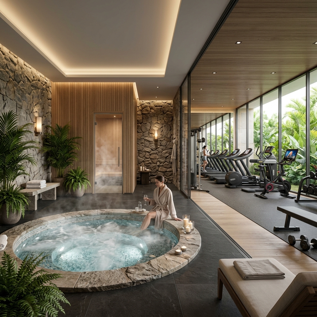 Luxury Wellness Spa and Gym Amenity Area