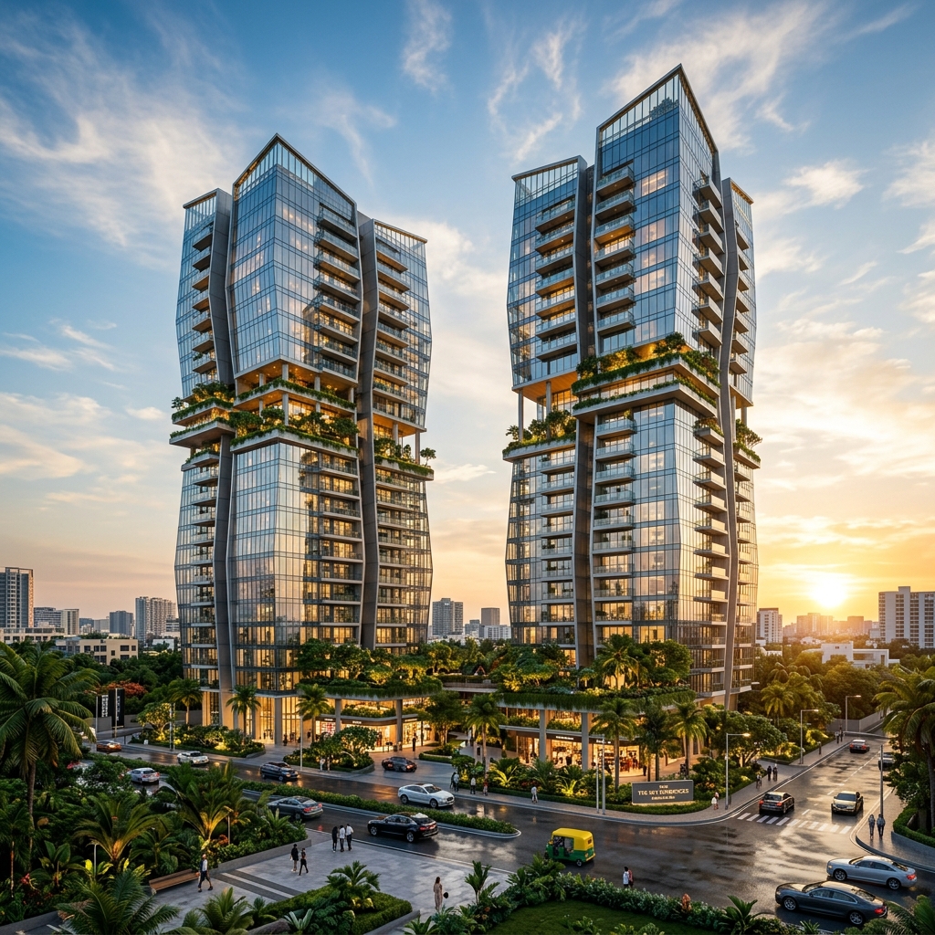 Luxury Sky Tower Exterior Elevation Bangalore